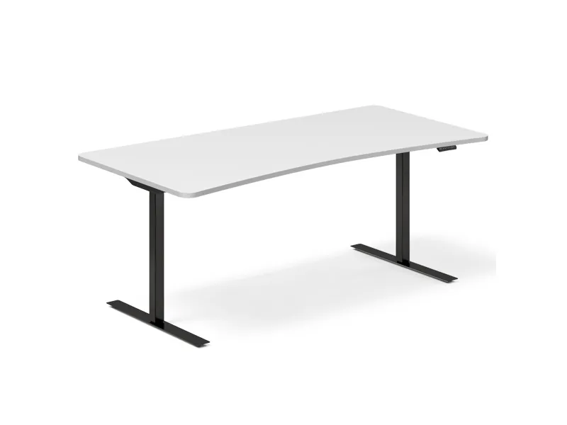 Hæve-sænkebord DNA, Hvid 1800x800mm Bue 2-ben/Sort