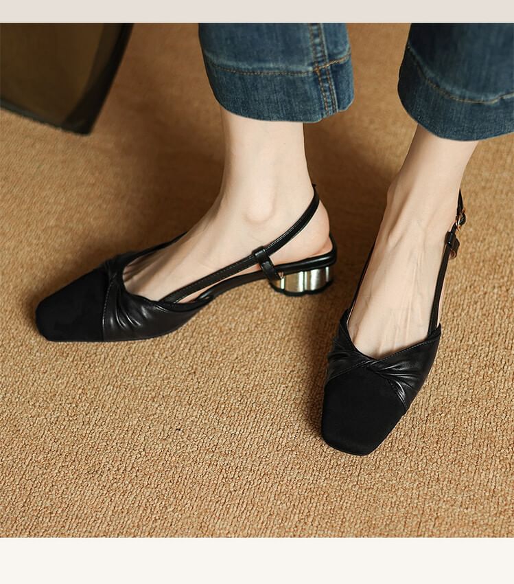 Niuna - Lage sandalen met twee kleuren hak