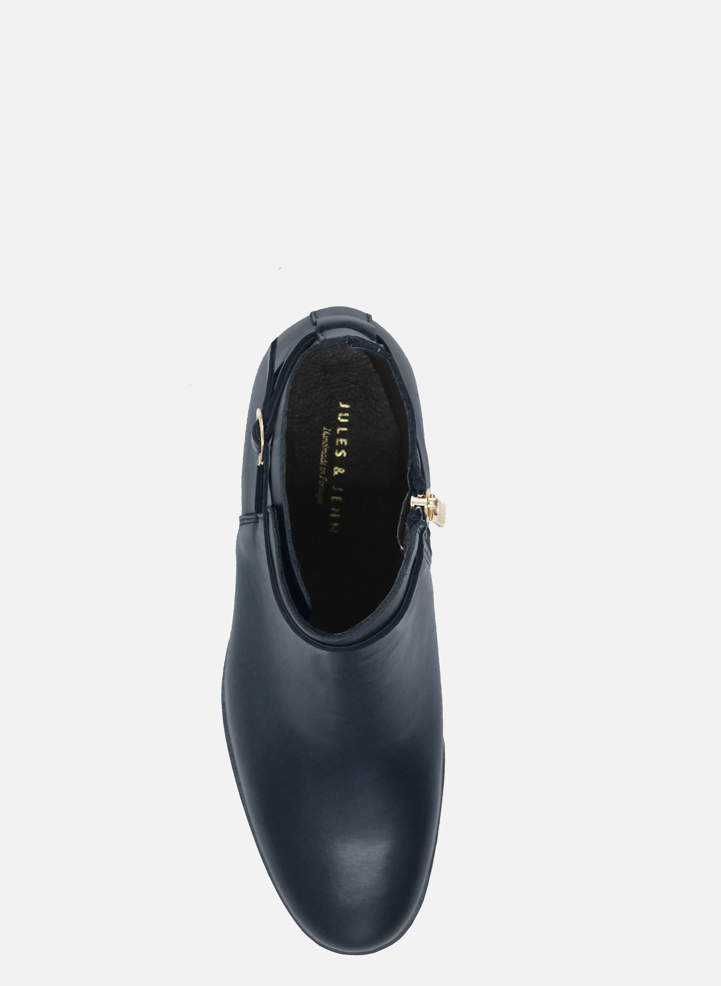 Bottines cavalières plates cuir lisse | Bleu