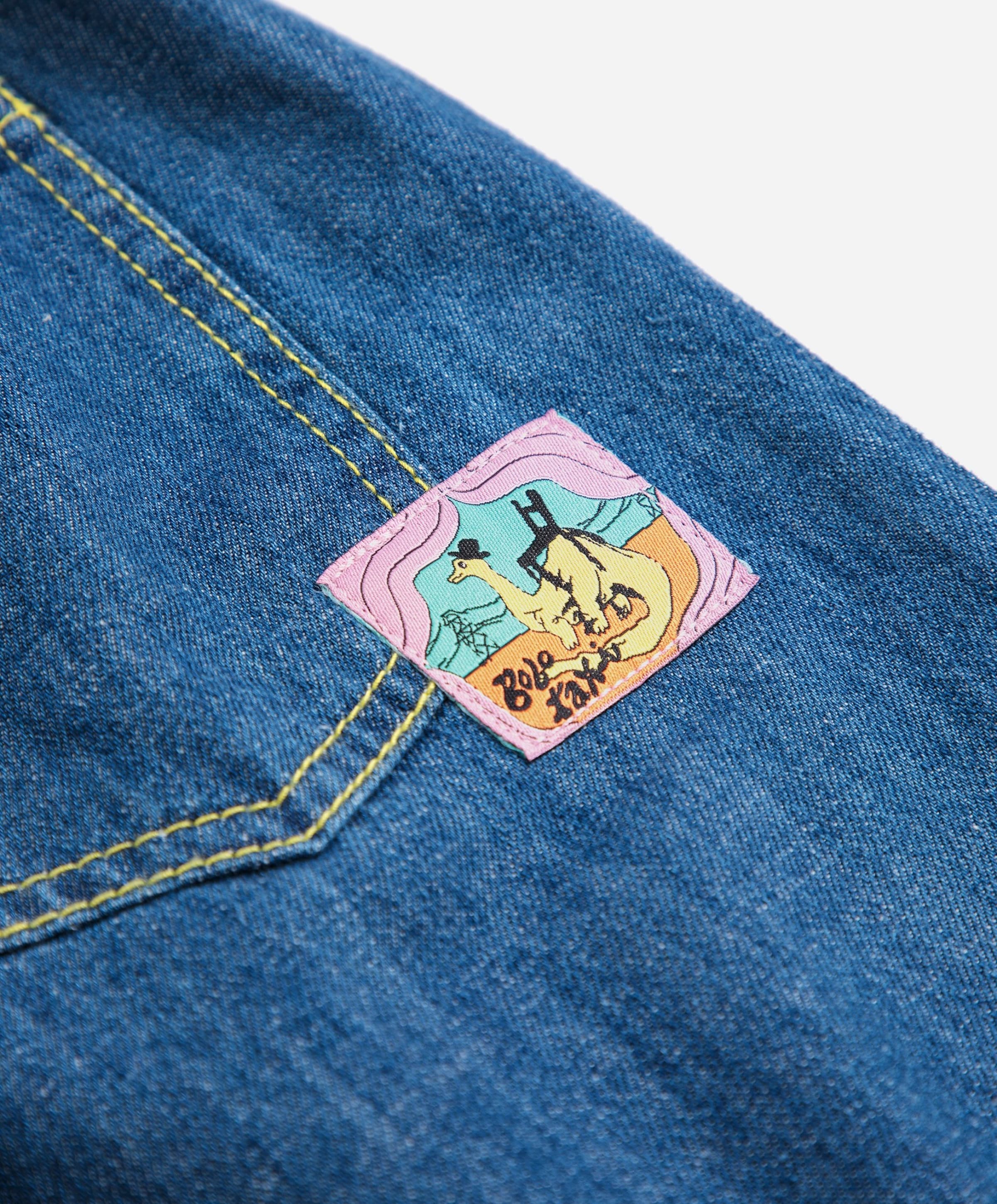 Bobo Choses Taxi Saurus Tag Denim Pants uniseks jeans  blauw