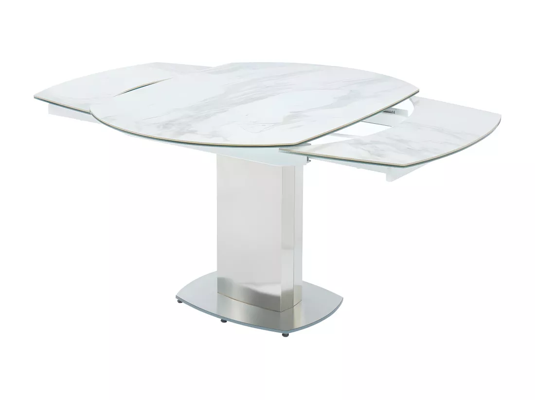 Table à manger extensible TALICIA - 4 à 6 personnes - Céramique et Acier - Effet Marbre