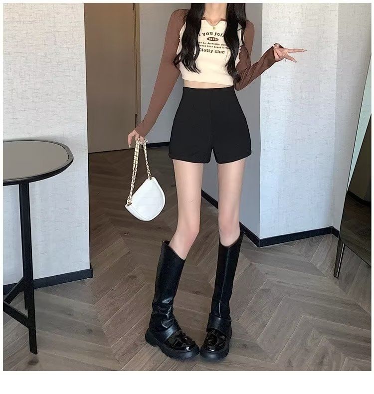 deersweeti - Hoge taille effen shorts