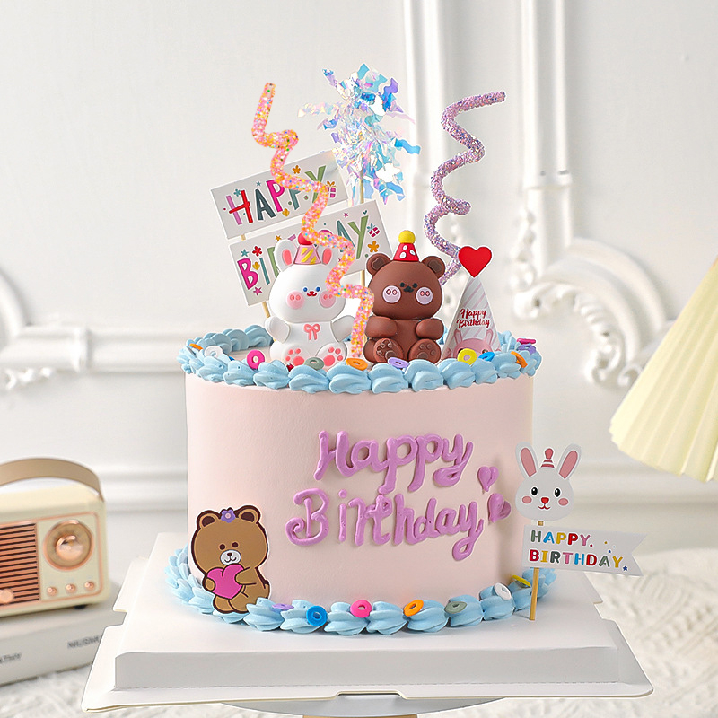 (4er Set) Kuchenstecker Glitzer Tortenstecker Party Deko Topper für Torten / Kuchen - Orange / Gelb / Rosa / Bunt