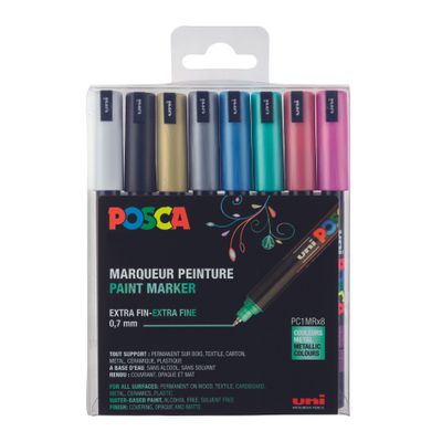 Posca - Pack de 8 marqueurs peinture - pointe extra fine