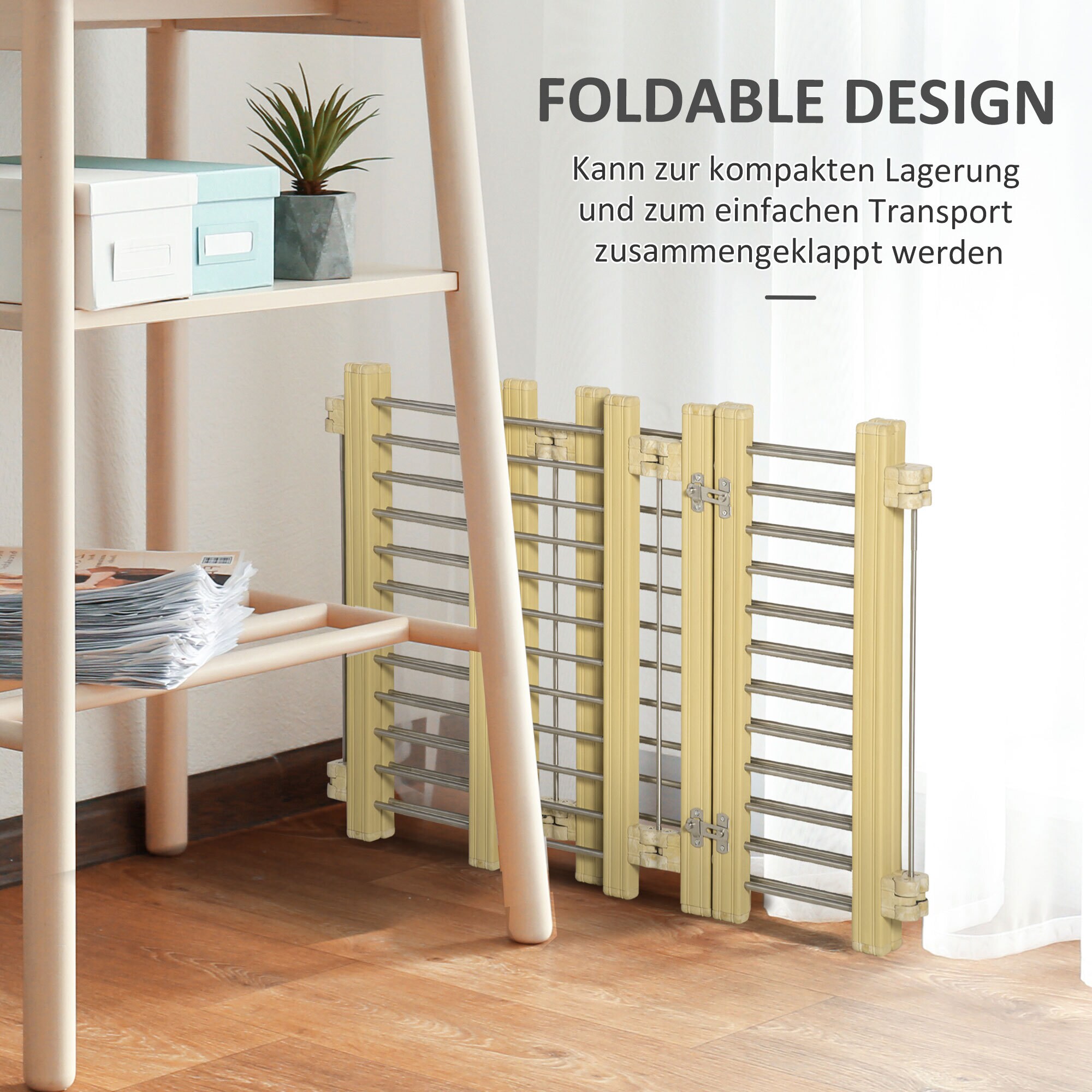 PawHut Freilaufgehege mit Tür natur 67,5-131,5L x 43,5-75,5B x 64,5H cm