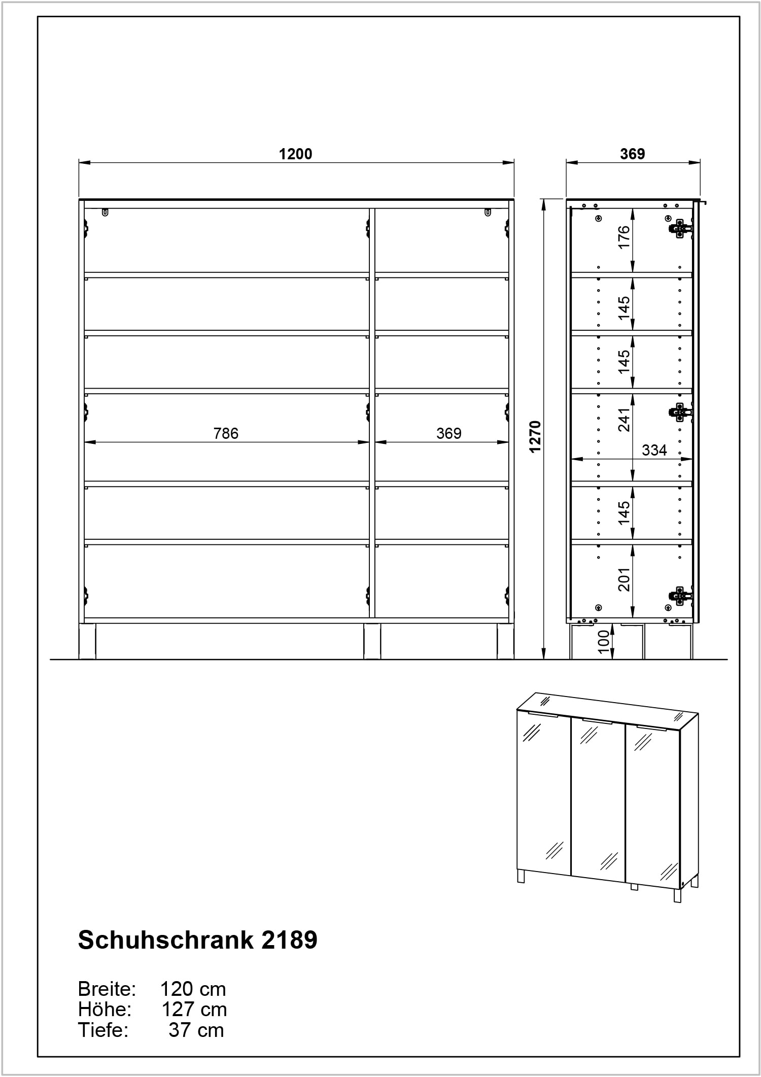 vito Schuhschrank SIRIANO PLUS 120 cm Navarra-Eiche NB/ Weiß
