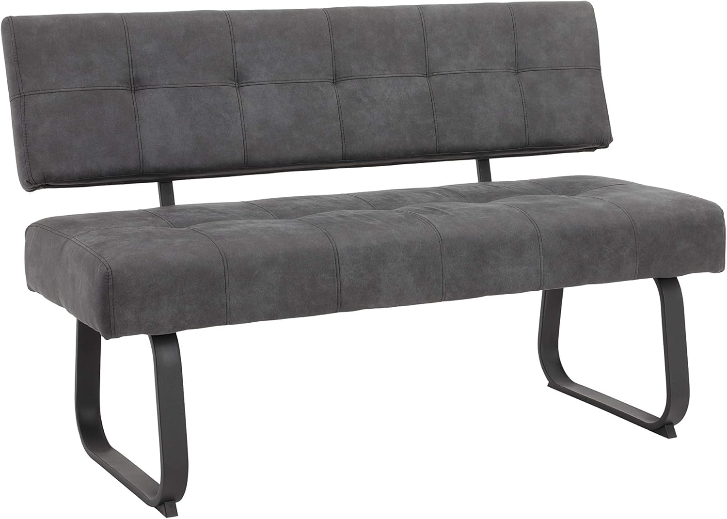 Hela Tische, Sitzbank mit Rückenlehne Luise, Mikrofaser Anthrazit, Metal-Kufengestell Anthrazit, Komfortsitz Federkorb 140x64x90cm