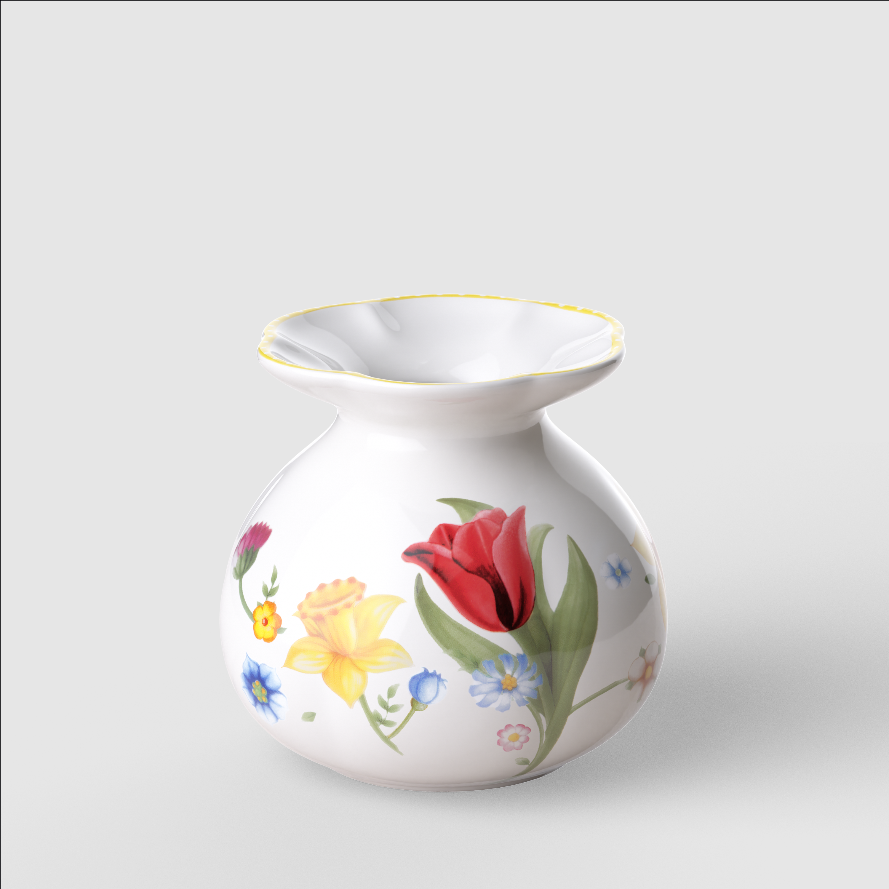 Spring Awakening Vase Yellow, 4.5'' x 4.3'' x 4.2'', Premium Porcelain