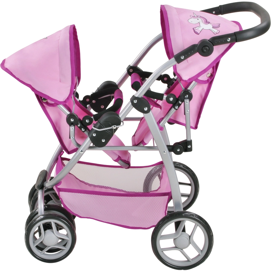 knorr toys® Zwillingspuppenwagen Milo - UMA. Das Einhorn rosa