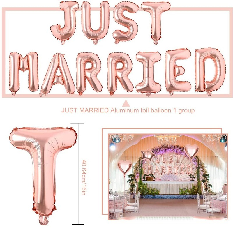 (40-tlg. Set) Just Married Ballon Girlande Hochzeits Party Deko   Latex Ballon mit Konfetti - Roségold