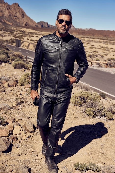 Lederjacke, Bikerstyle, feinstes Lamm-Nappa, Schulter-Steppung