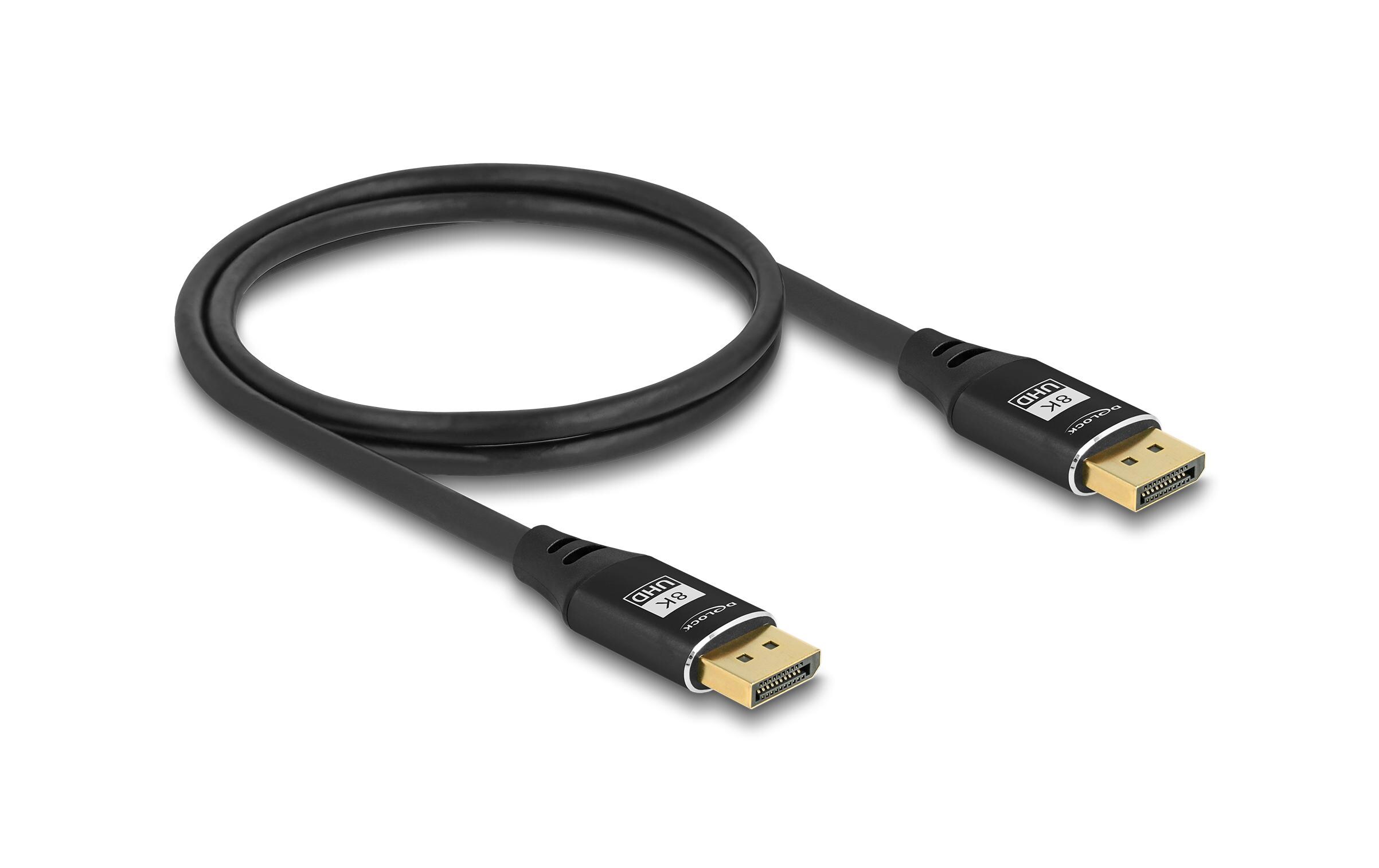 Kabel 8K 60 Hz DisplayPort - DisplayPort, 1 m, SchwarzDelock DisplayPort Kabel 8K 60 Hz 1 m schwarz Metall