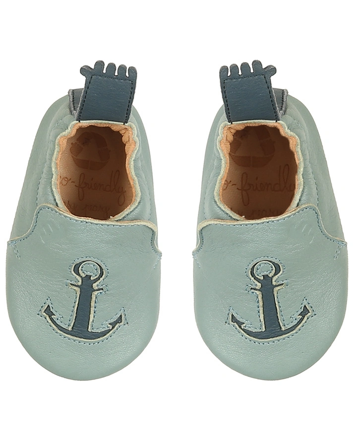 Krabbelschuhe BLUMOO ANCRE in taubenblau