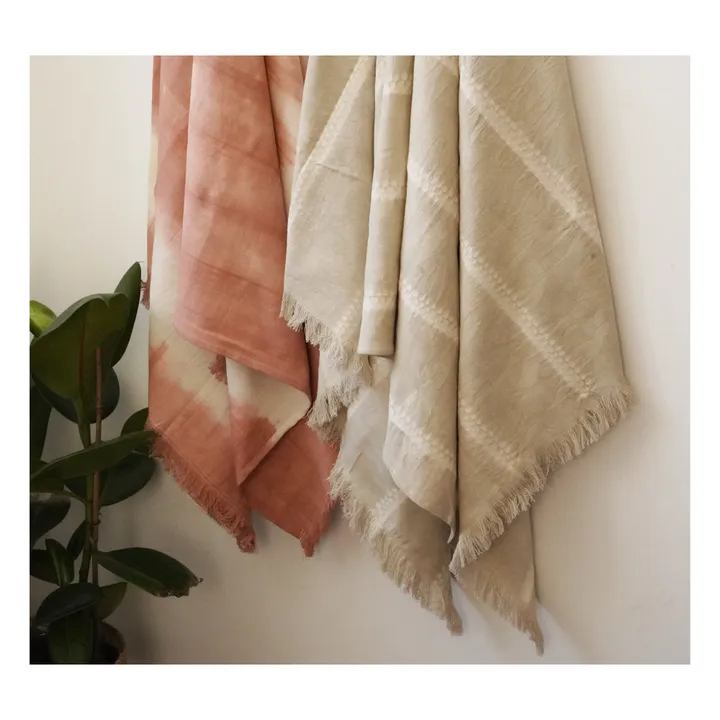 Tensira Drap de plage avec franges | Beige