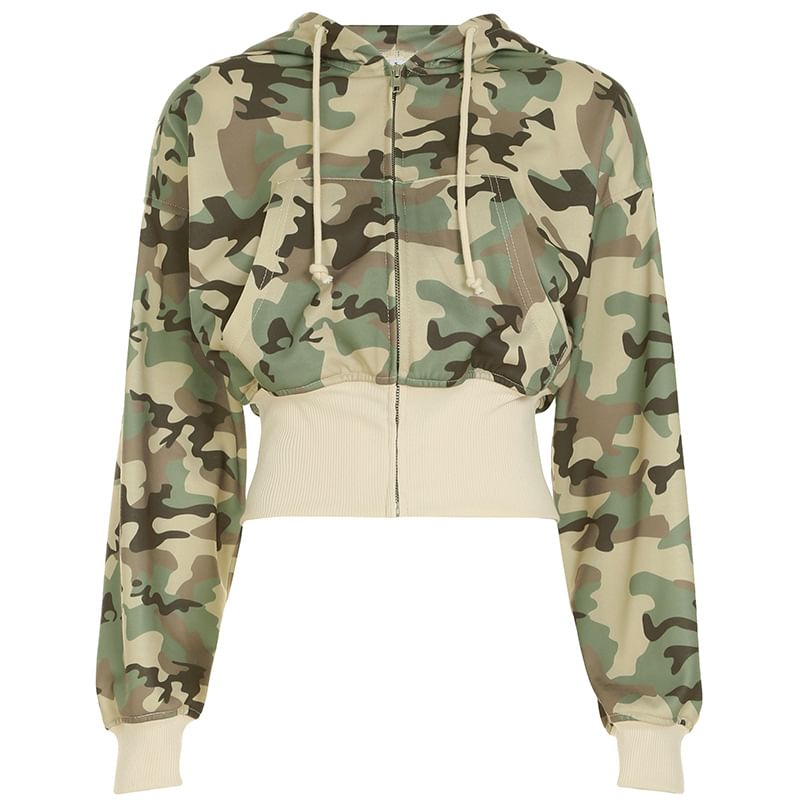Cincine - Camouflageprint jack met rits / Joggingbroek met trekkoord in de taille / Set