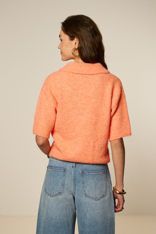 Oranje polo vest met korte mouwen