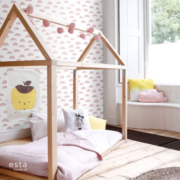 Estahome Grafisch Motief VI - 0,53 x 10,05 m - Vergrijsd Blauw
