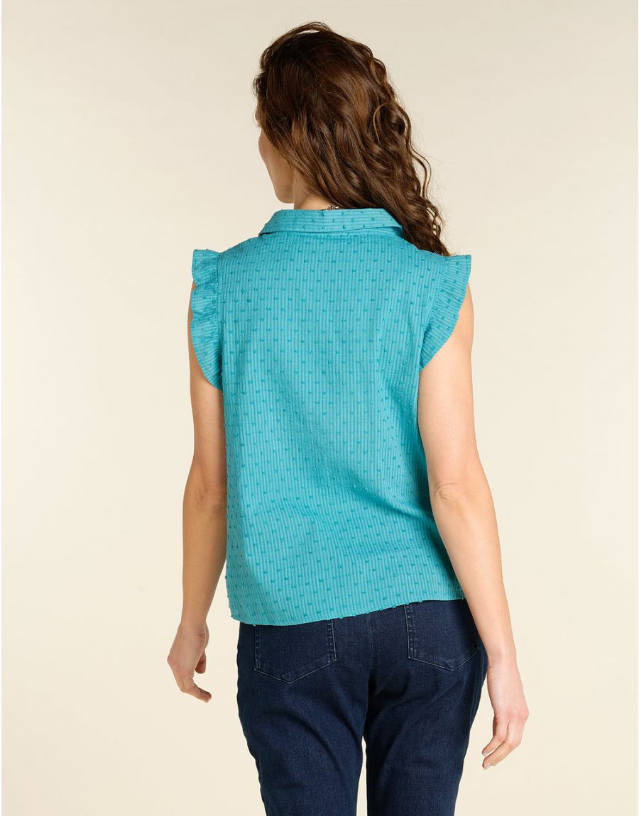 Chemisier turquoise coton