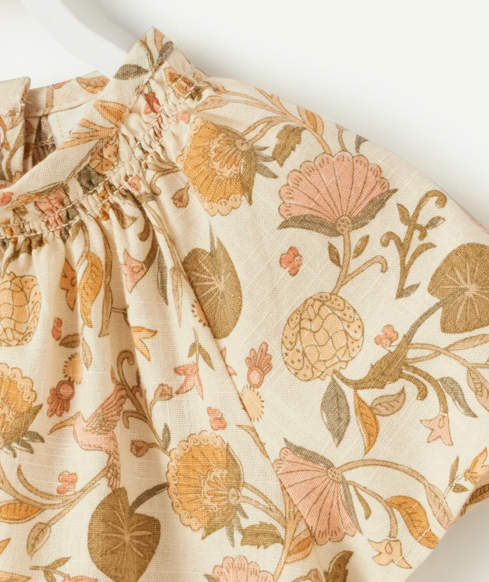 BLOUSE BÉBÉ FILLE EN COTON AVEC COL BARDOT ET IMPRIMÉ