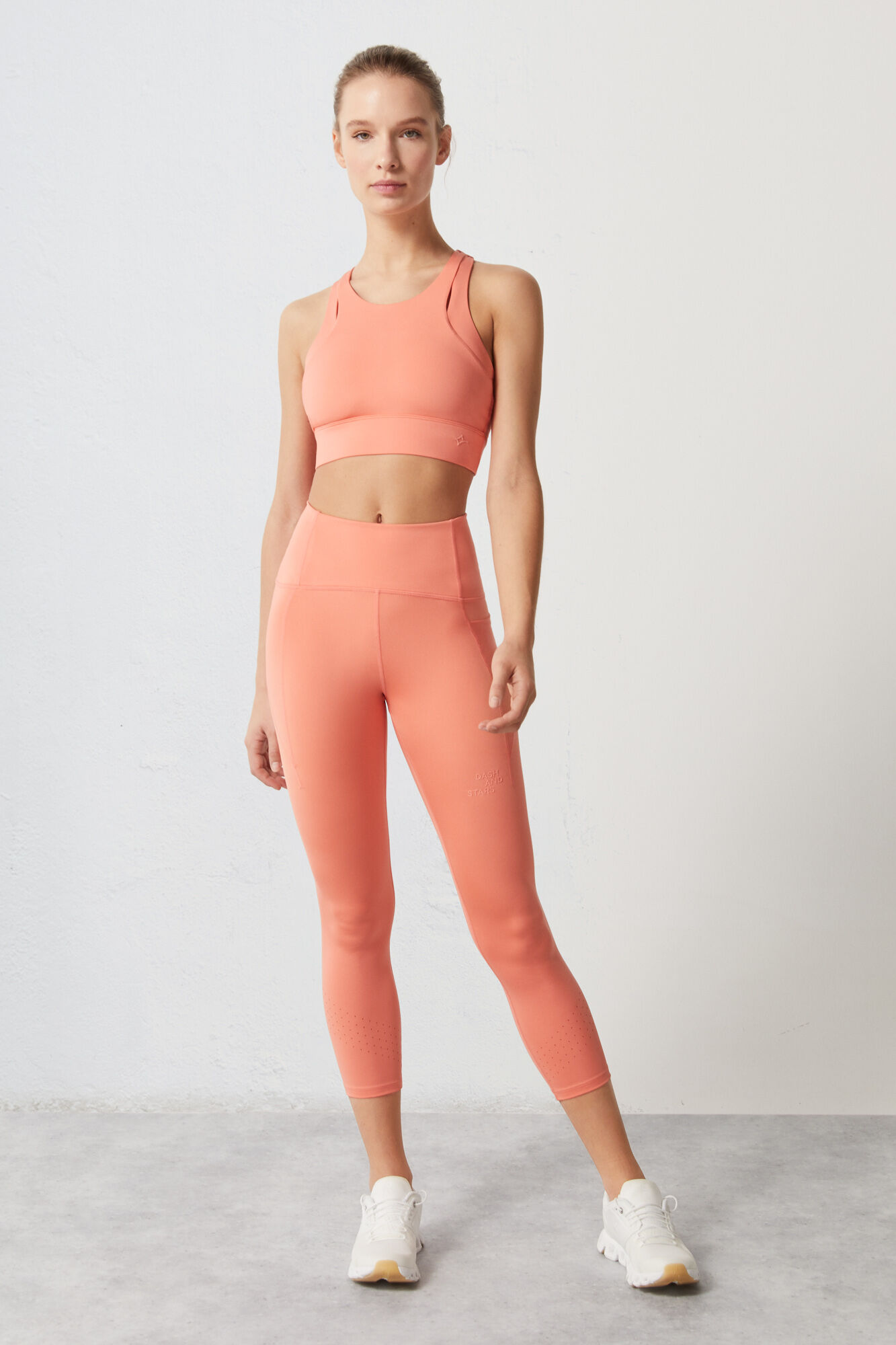 Leggings cropped coral 4D Stretch - vermelho