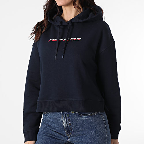 Sweat Capuche Femme Crop Graphic 1264 Bleu Marine
