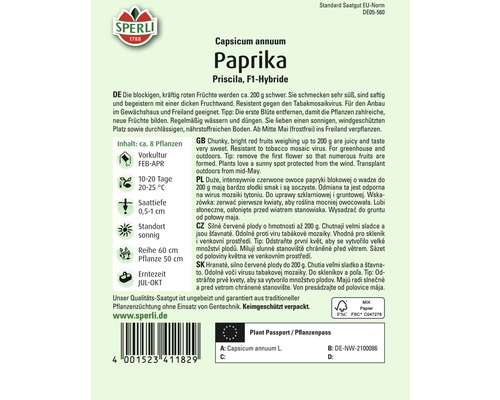 Paprika 'Priscila' Sperli groentezaden