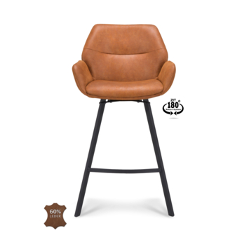 Barkruk Weston Bull camel bruin leer met armleuning