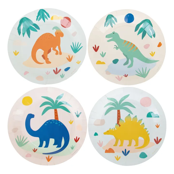 My Little Day Assiettes en carton Dinos - Lot de 8