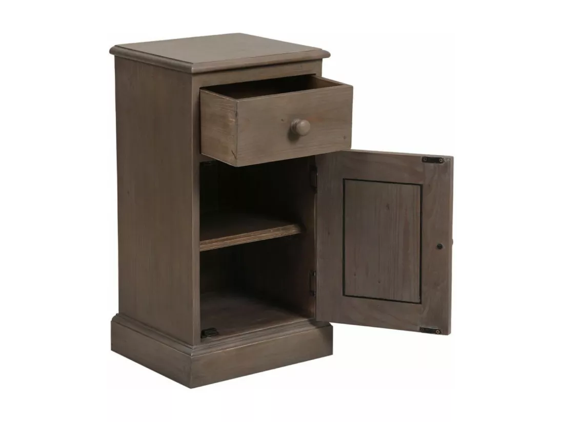 Table de chevet 1 porte charnière à droite 1 tiroir Bois Marron - Natural Interior's