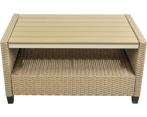 Tuinmeubelset, loungeset, 4-zits, bestaande uit: bank, 2 fauteuils, tafel, inclusief kussens, polyrotan, staal, beige
