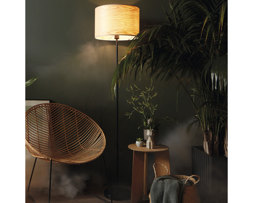 Staande lamp, 1-lichts, HxØ 161x38 cm, Romm, zwart/bruin/naturel