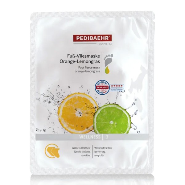 Baehr Pedibaehr Wellness Fuß-Vliesmaske Orange-Lemongras 5x1 Paar