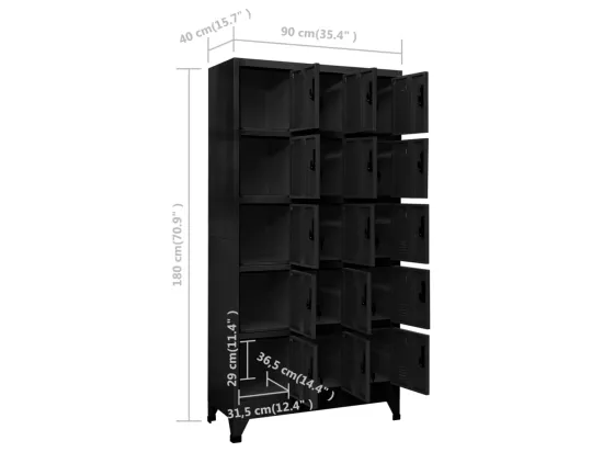 Armoire à casiers Noir 90x40x180 cm Acier