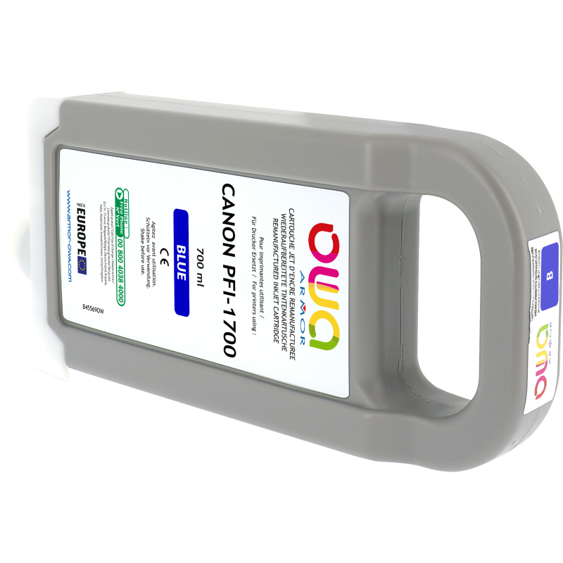 Cartouche d'encre traceur remanufacturée OWA - standard - Bleu - pour CANON PFI-1700 B