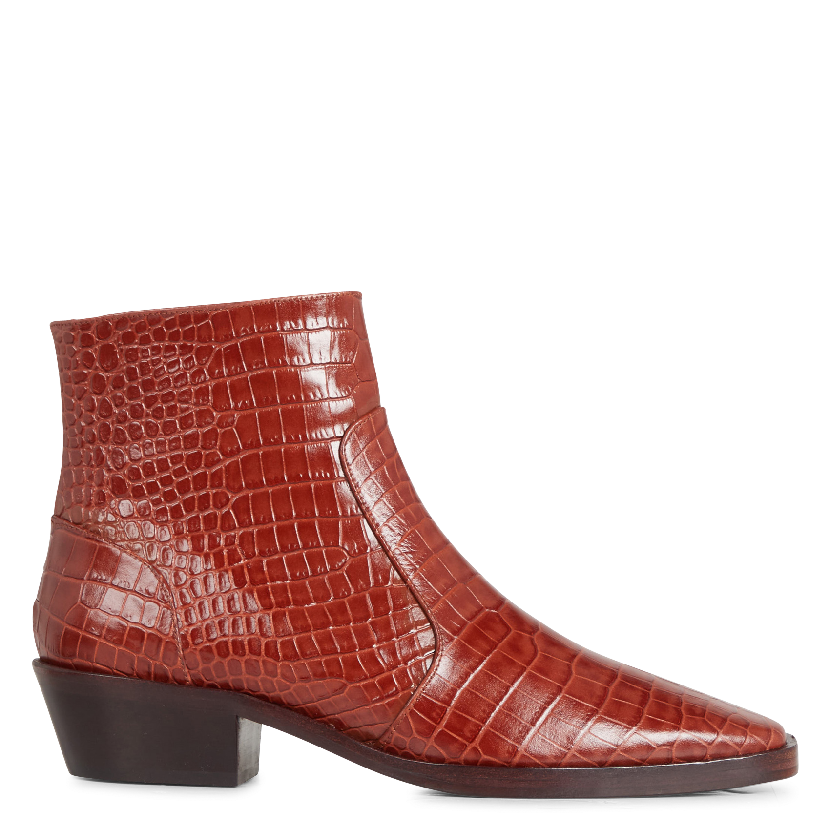 CROUSTY COCO - Bottines en cuir croco | Marron