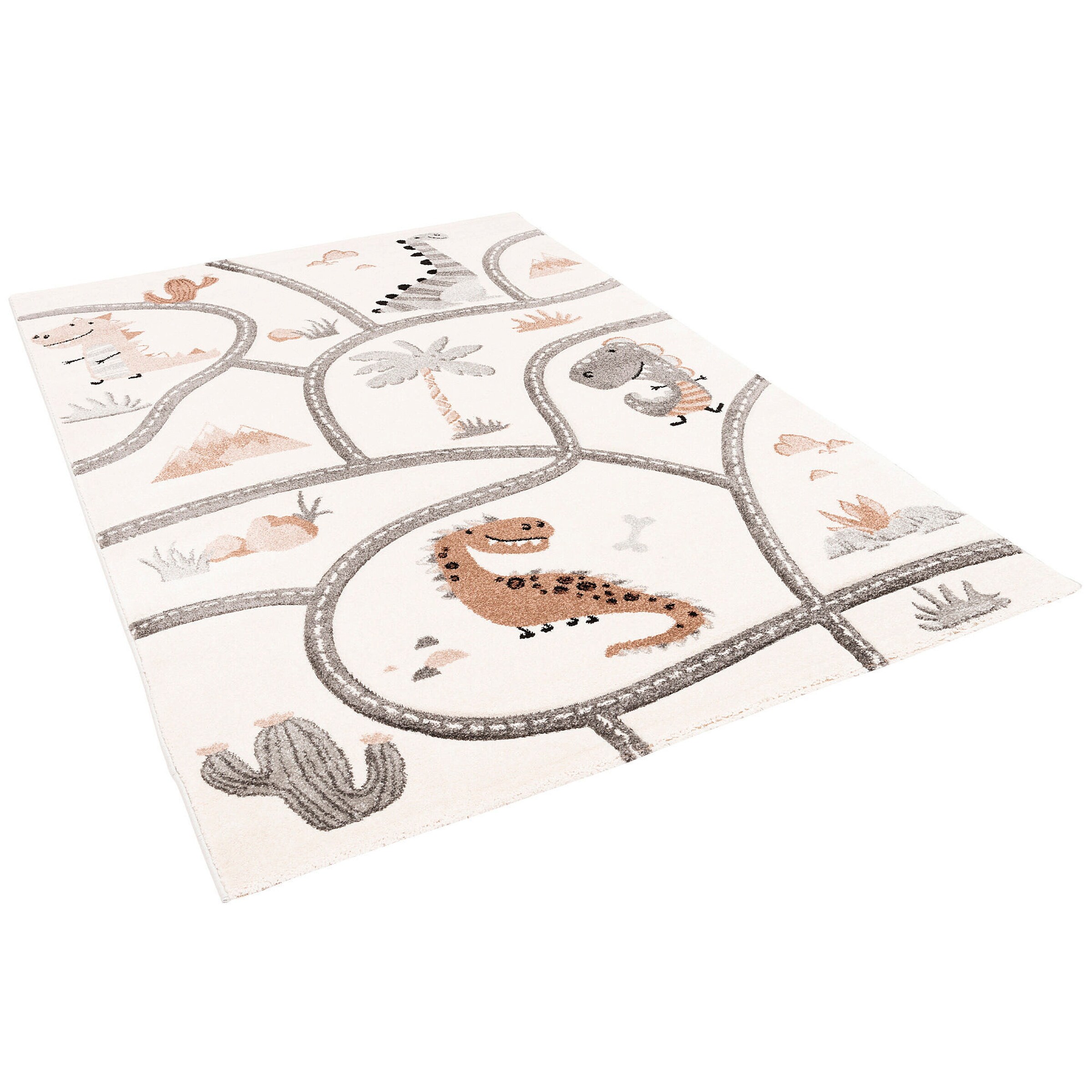 Pergamon Kinder Teppich Maui Kids Dino Straßenteppich Beige