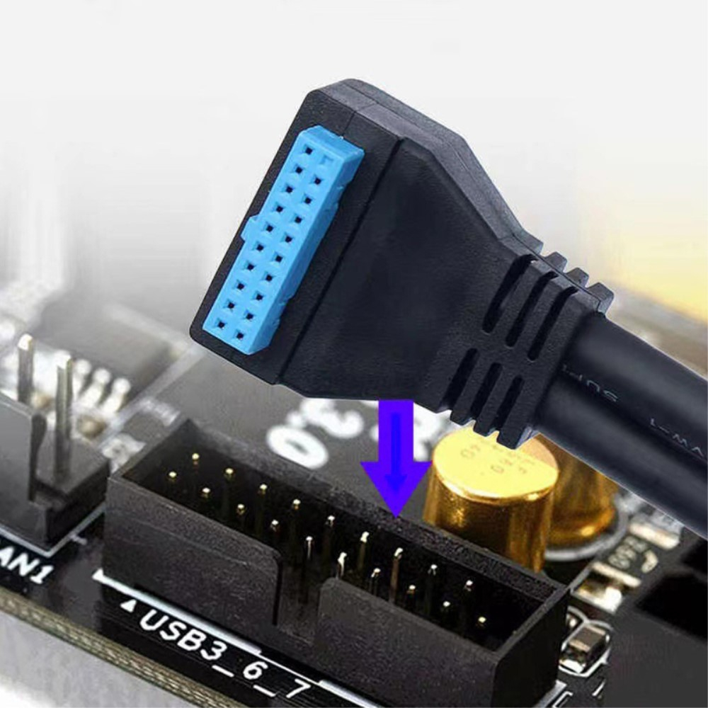 (50cm) 20-pol. Header auf Doppel USB A Adapterkabel mit Schraubhalterung für Motherboard (Winkeladapter)