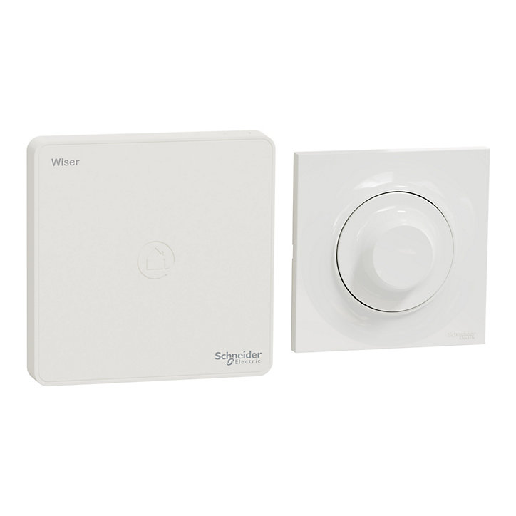 Kit éclairage avec variateur rotatif + passerelle wifi + plaque de finition simple Schneider Electric Odace Wiser blanc