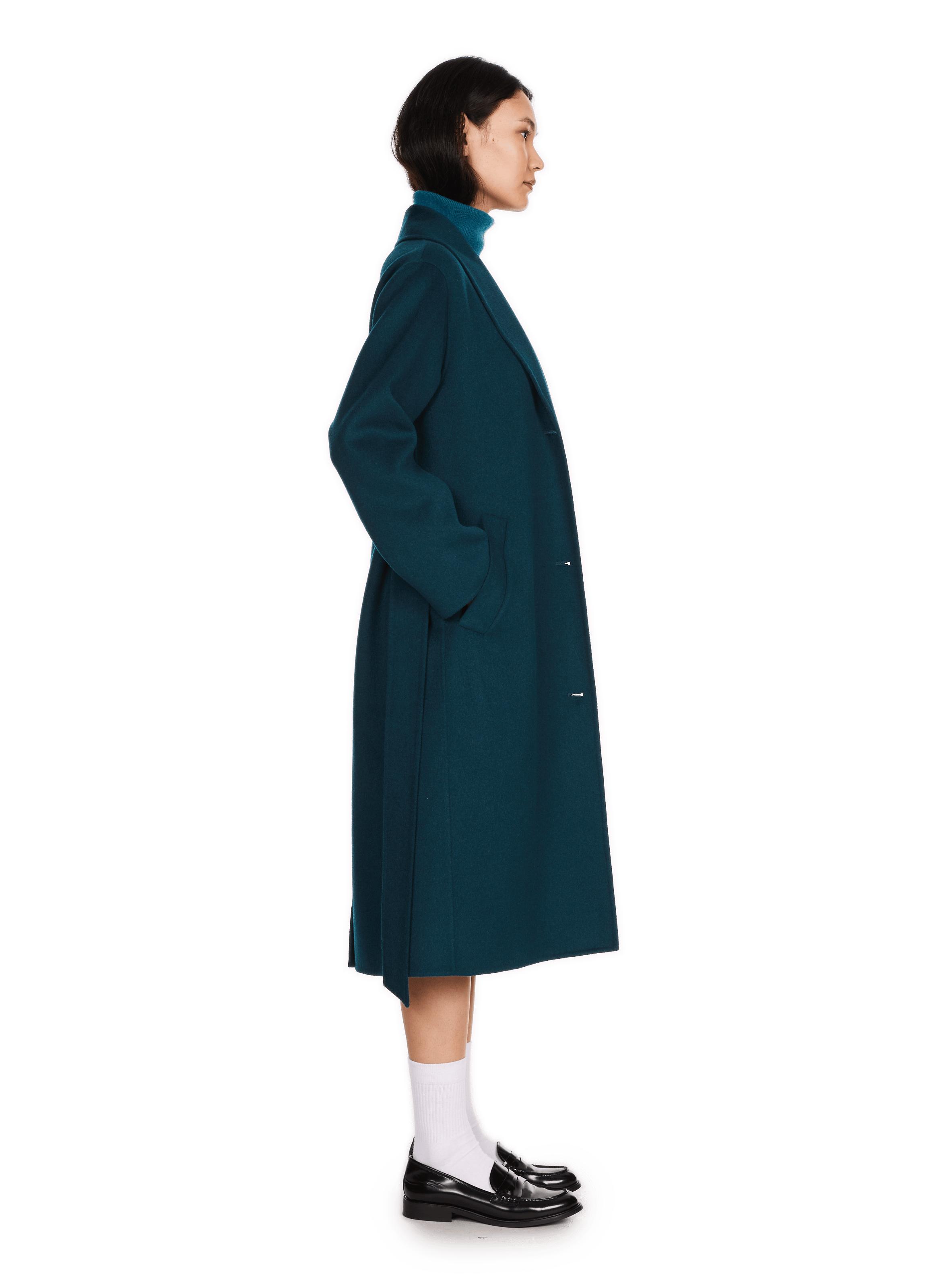 UPAY - Manteau long en laine mélangée| Vert