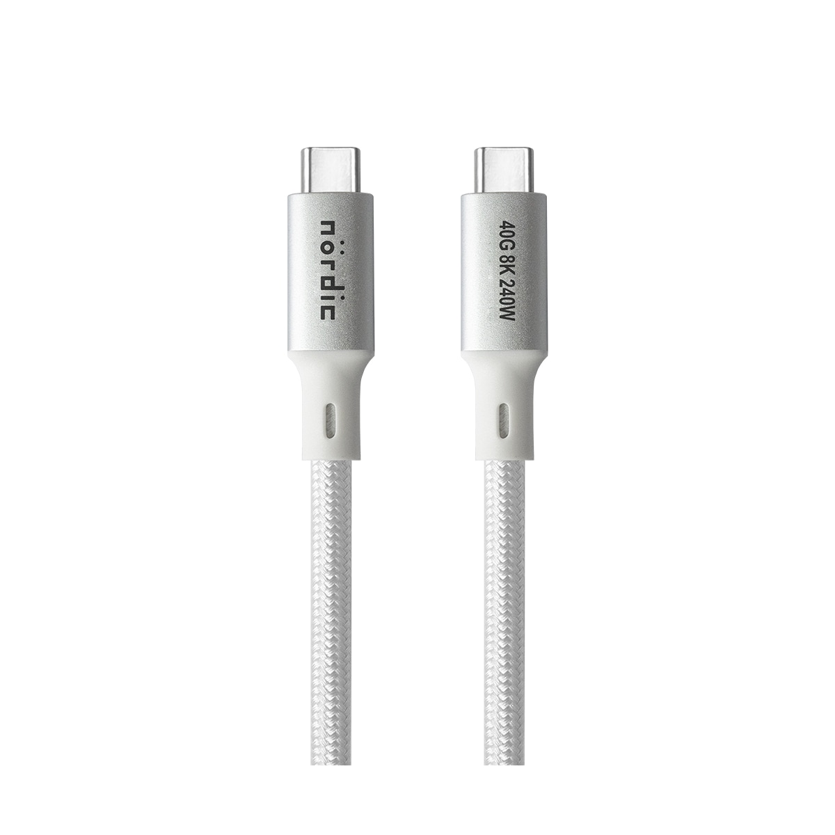 NÖRDIC 1,5m USB4 USB-C til C nylonflettet kabel PD3.1 med 240W hurtiglading 40G 8K60Hz 4K120Hz 5K60Hz 2x4K60Hz Emarker