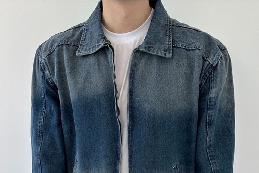 SeoulPop - Denimjack met rits en kleurverloop
