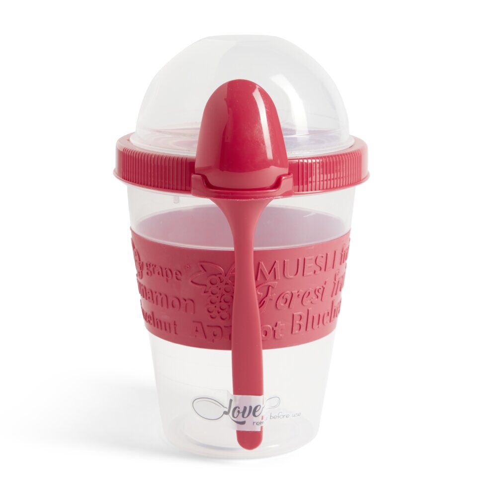 Pot à yaourt avec cuillère lunchbox rouge ou blanc