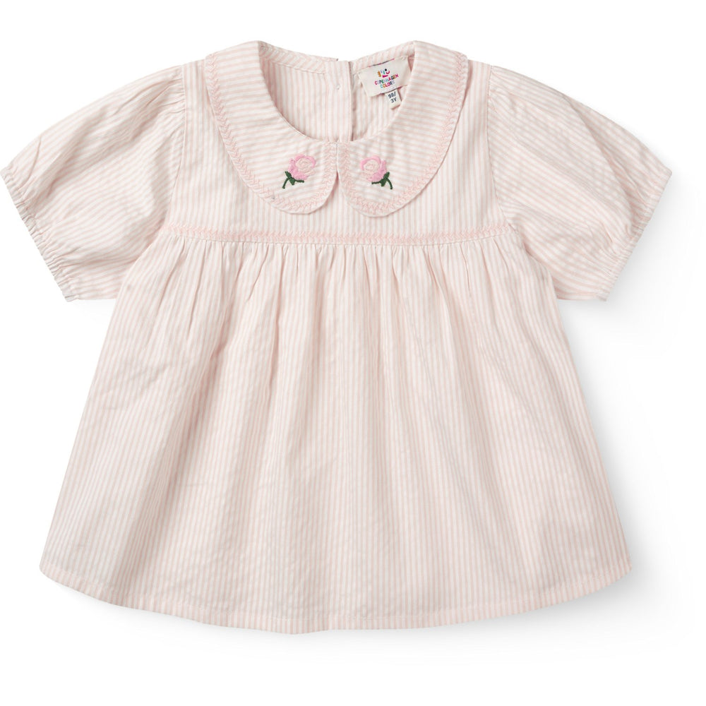 Køb COPENHAGEN COLORS Dusty Rose W Cream Stripe Seersucker Bluse W. Krave