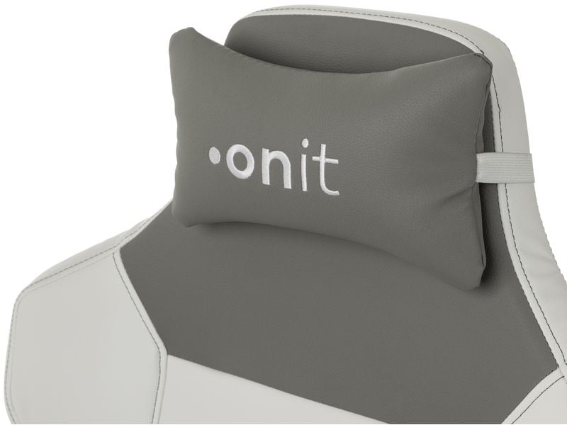 onit Gaming-Stuhl Weiss/Grau Ergonomischer Stuhl für lange Gaming-Sessions und Arbeitstage