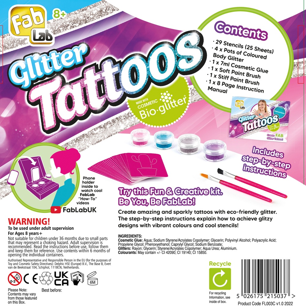 FabLab Glitzer-Tattoo-Set
