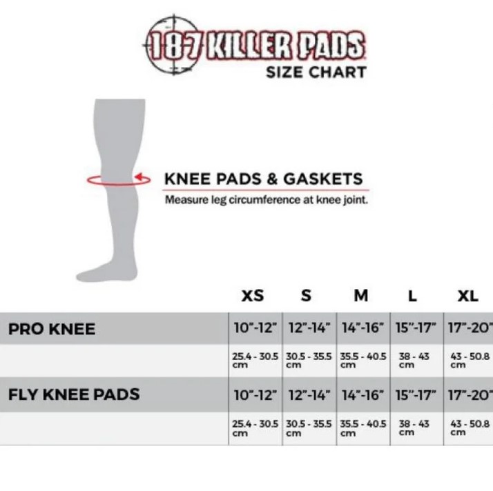 187 Killer Pads Fly Knee Grey Black White XS