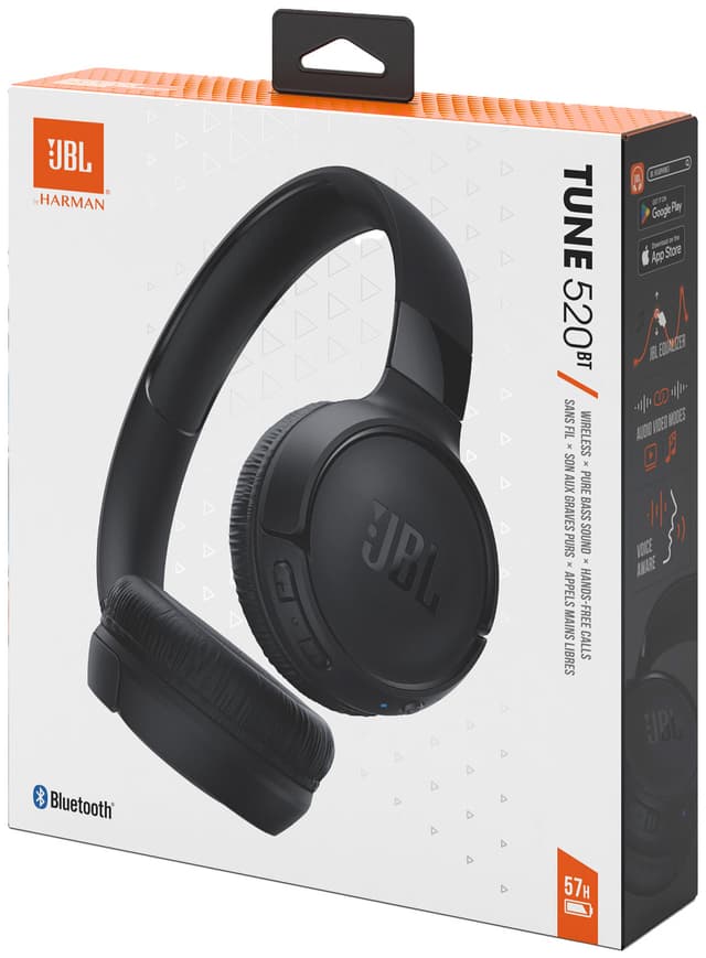 JBL Tune 520BT trådløse on-ear høretelefoner (sort)