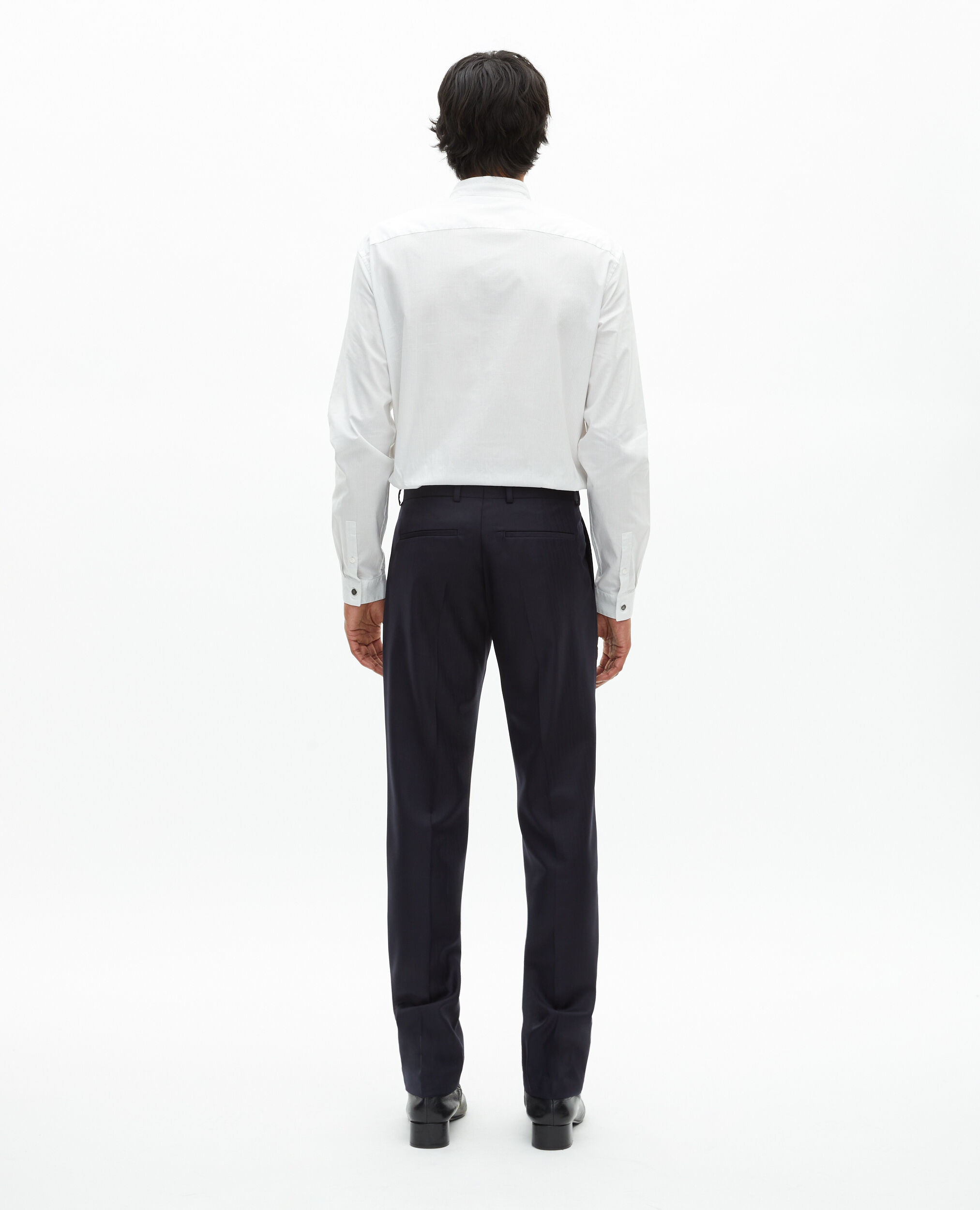 Pantalon de costume ajusté en laine marine