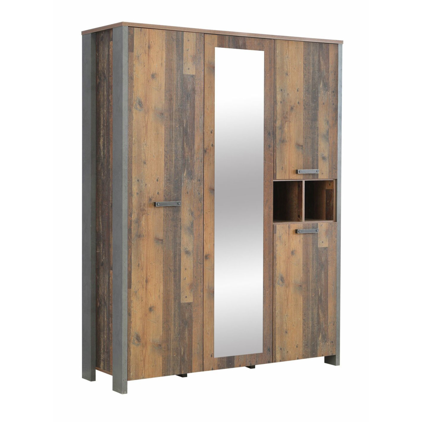 Drehtürenschrank - Old Wood Vintage-Betonoptik - 4 Türen - 156,4 cm breit