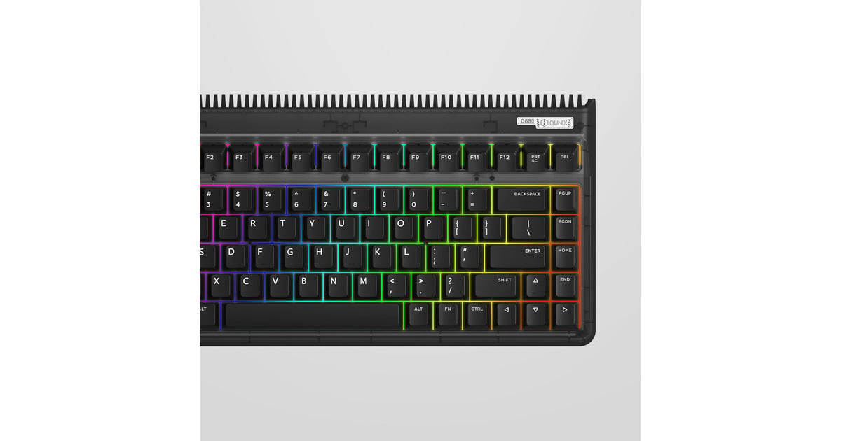 IqunixOG80 Dark Side Wireless Mechanical Keyboard, gaming toetsenbord  (Zwart, US lay-out, Gateron Red, RGB leds, 80% (TKL), Hot-swappable, PBT, 2.4GHz | Bluetooth 5.1 | USB-C)